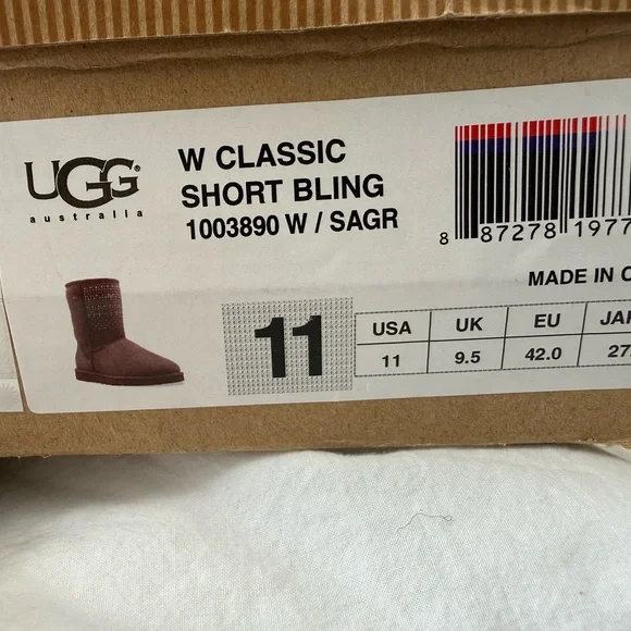 UGG Women's Burgundy Suede Boots with Rhinestone Accents - Picture 4 of 4